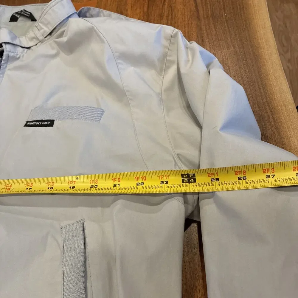 Vintage Members Only Jacket Mens L Gray Bomber Full Zip Lined Hong Kong 80s